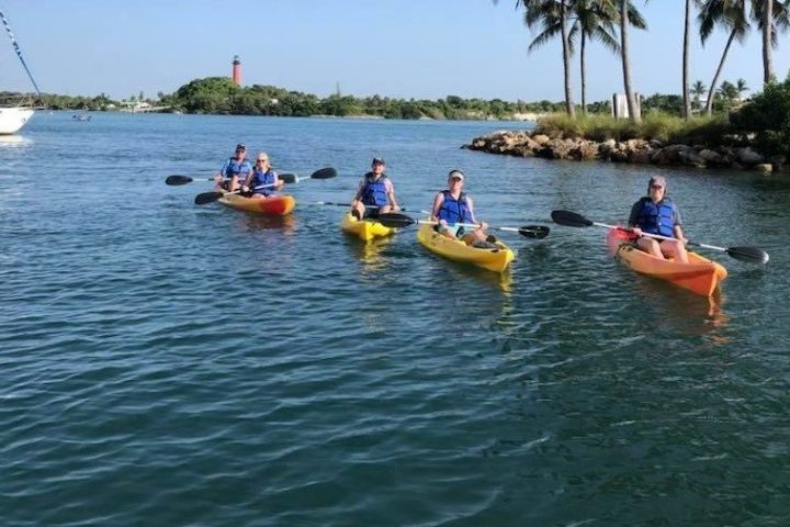 Kayakers on guided paddle tour in Jupiter, FL