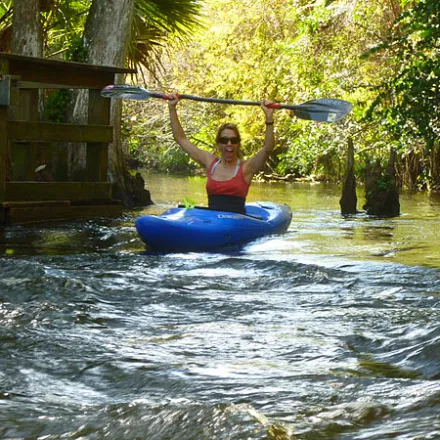 Kayake paddling through Riverbend Park