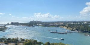a small boat in a large body of water