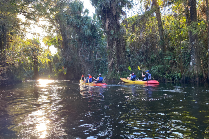 a group of people on a boat in the water