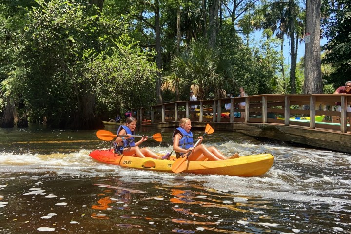 a group of people riding on the back of a boat